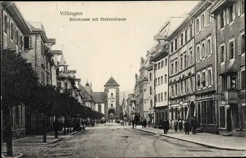 Ak Villingen Schwenningen im Schwarzwald, Rietstraße, Bickenstraße