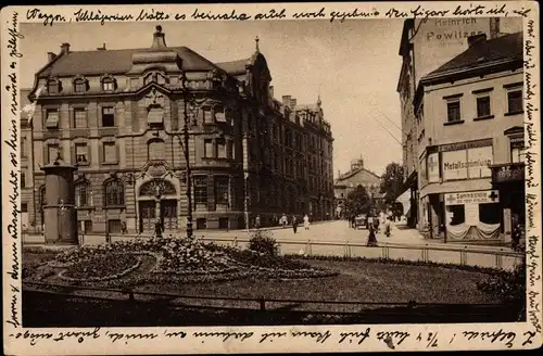 Ak Hof an der Saale Oberfranken Bayern, Oberes Tor, Metallsammlung, Geschäft Heinrich Powitzer