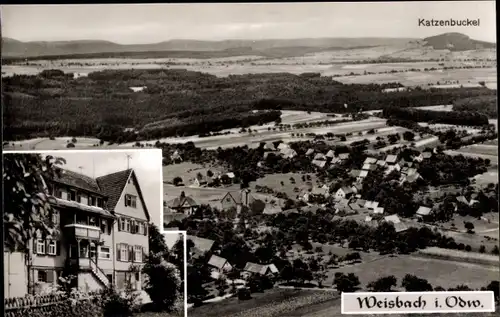 Ak Weisbach Waldbrunn im Odenwald, Panorama, Gasthof und Pension Jägerheim