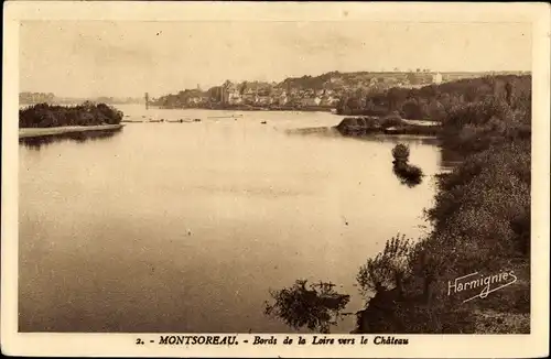 Ak Montsoreau Maine et Loire, Bords de la Loire vers le Chateau