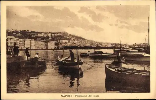 Ak Napoli Neapel Campania, Panorama dal mare