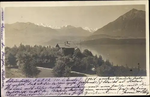 Foto Ak Oberhofen am Thunersee Kanton Bern, Panoramablick über den See