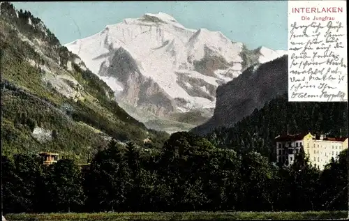 Ak Interlaken Kanton Bern Schweiz, Blick auf die Jungfrau