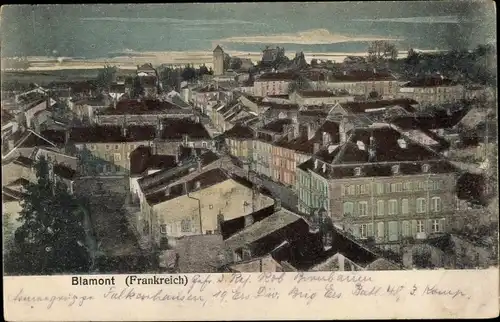 Ak Blamont Meurthe et Moselle, Ortspartie, Vogelschau