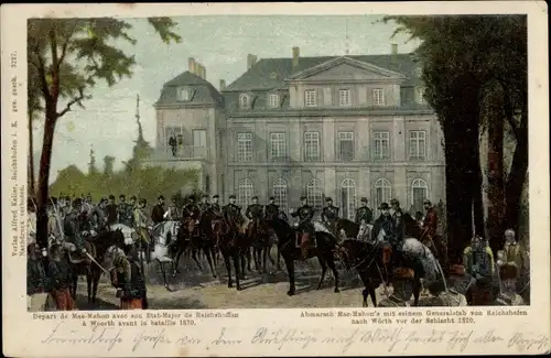 Ak Reichshoffen Reichshofen Elsass Bas Rhin, Abmarsch Mac-Mahon's nach Wörth vor der Schlacht 1870
