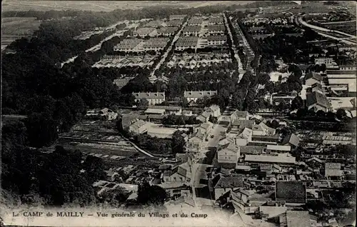 Ak Mailly le Camp Aube, vue générale du village et du camp