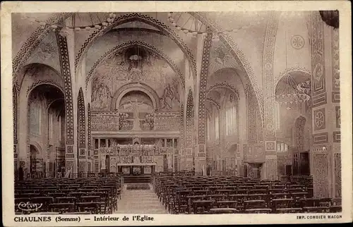 Ak Chaulnes Somme, Intérieur de l' Église