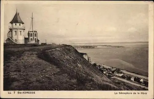 Ak Sainte Adresse Seine Maritime, le Sémaphore de la Hève, Küstenpanorama