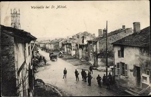 Ak Woinville Meuse, Straßenpartie, Soldaten, Zerstörungen, 1. WK