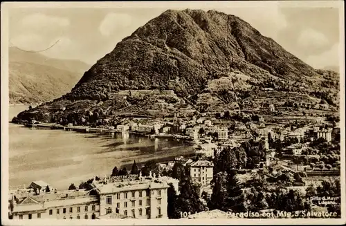 Ak Lugano Kanton Tessin, Paradiso col Monte S. Salvatore