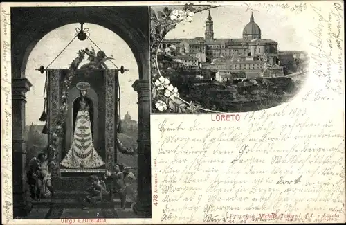 Ak Loreto Marche, Virgo Lauretana, Detailansicht, Panorama, Basilika