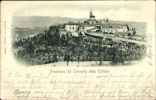 Ak Calci Toscana Italien, Panorama del Convento della Certosa