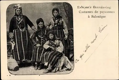 Ak Thessaloniki Griechenland, Costumes de paysannes, griechische Trachten