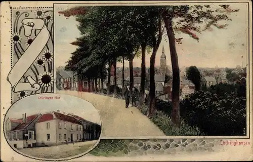 Ak Lüttringhausen Remscheid im Bergischen Land, Restauration Düringer Hof, Blick auf den Ort