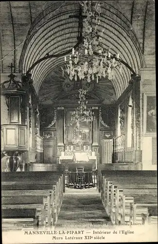 Ak Manneville la Pipard Calvados, Interieur de l'Eglise, Murs Lateraux