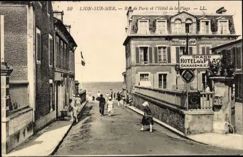 Ak Lion sur Mer Calvados, Rue de Paris, Hotel de la Plage