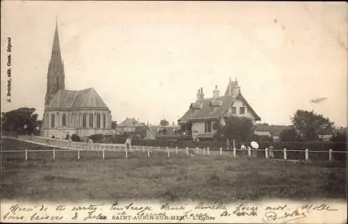 Ak Saint Aubin sur Mer Calvados, L'Eglise