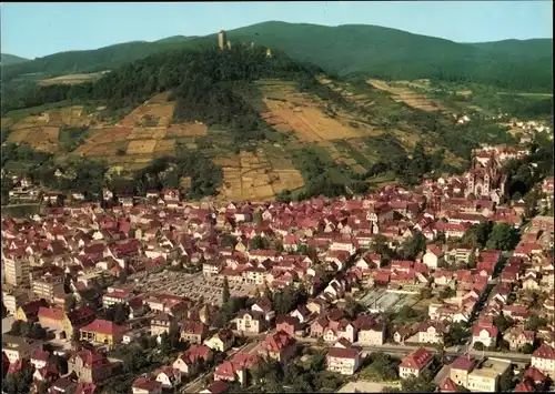 Ak Heppenheim an der Bergstraße, Fliegeraufnahme vom Ort mit Burg