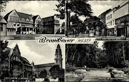 Ak Brambauer Lünen in Westfalen, Schulen, Volkspark, Kirche, Waltroper Straße