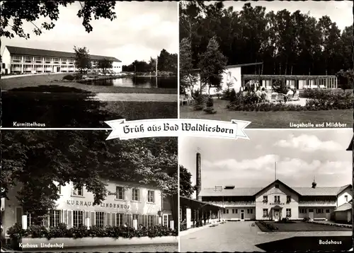 Ak Bad Waldliesborn Lippstadt in Westfalen, Liegehalle, Badehaus, Milchbar, Kurhaus Lindenhof