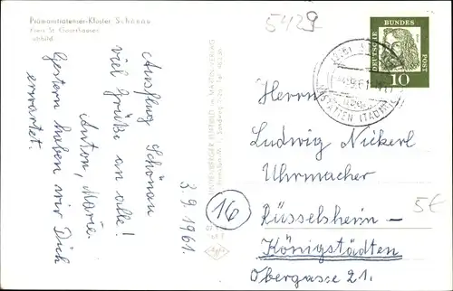 Ak Strüth im Taunus, Prämonstratenser Kloster Schönau, Fliegeraufnahme