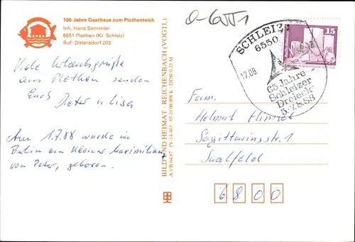 Ak Plothen in Thüringen, Gasthof zum Plothenteich