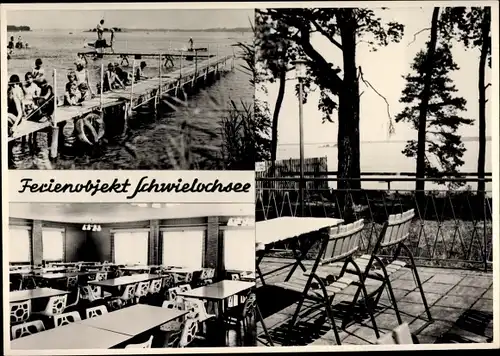 Ak Jessern Schwielochsee, Kinder auf dem Steg, Terrasse, Speisesaal v. Ferienobjekt