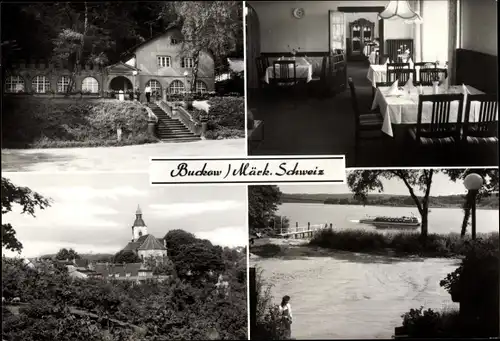 Ak Buckow in der Märkischen Schweiz, Restaurant Fischerkehle, Ort, Schermützelsee