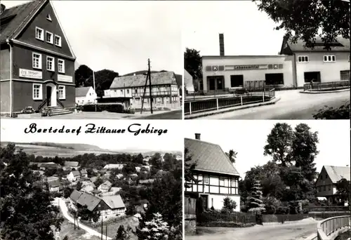 Ak Bertsdorf in der Oberlausitz, Teilansicht, Gasthof, Lebensmittelgeschäft