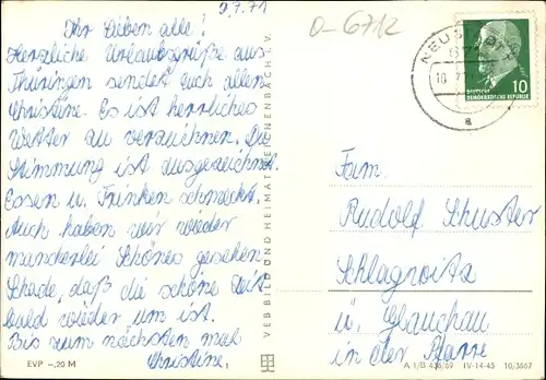 Ak Triptis in Thüringen, Markt, Schlossteich, Fachschule, Autobahnraststätte