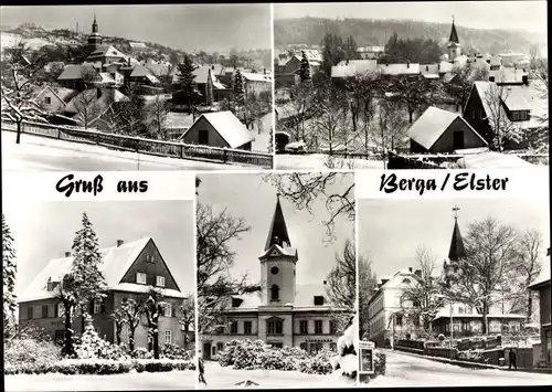 Ak Berga an der Elster Thüringen, Teilansichten, Winter