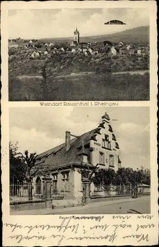 Ak Rauenthal Eltville am Rhein Hessen, Winzerhaus, Blick auf den Ort