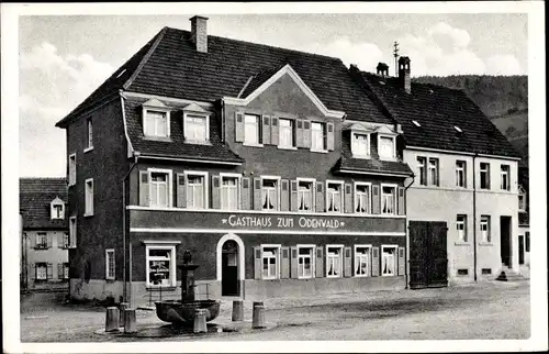 Ak Schönau im Odenwald, Gasthaus und Metzgerei Zum Odenwald, Brunnen
