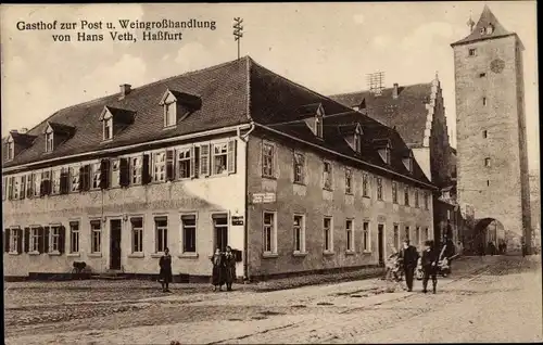 Ak Haßfurt Unterfranken, Gasthof zur Post, Weingroßhandlung