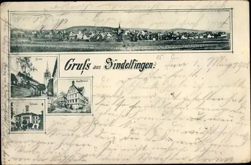Ak Sindelfingen Baden Württemberg, Totalansicht der Ortschaft, Rathaus, Kirche