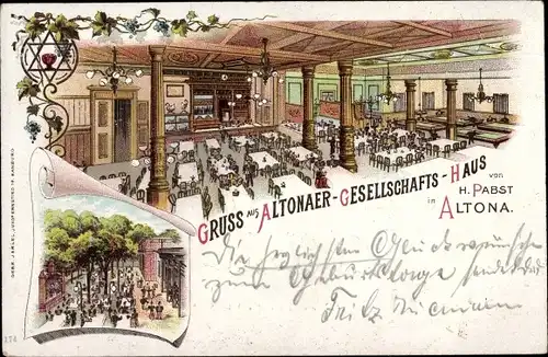 Litho Hamburg Altona, Altonaer Gesellschaftshaus, Innenansicht