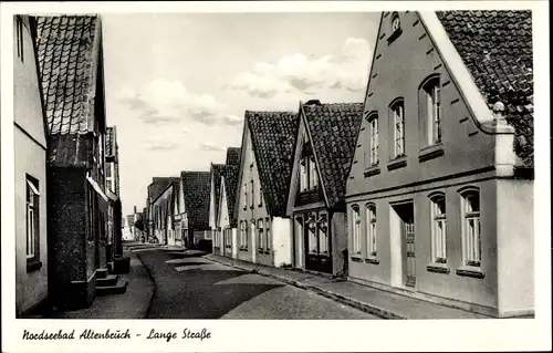 Ak Altenbruch Cuxhaven in Niedersachsen, Lange Straße, Häuserfassaden, Straßenpanorama