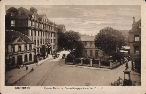 Ak Sterkrade Oberhausen im Ruhrgebiet, Kleiner Markt mit Verwaltungsgebäude der Gutehoffnungshütte