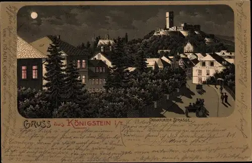 Mondschein Litho Königstein im Taunus, Frankfurter Straße