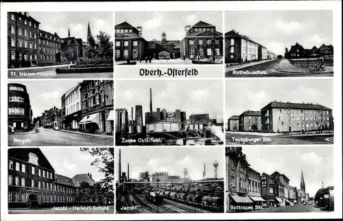Ak Oberhausen Osterfeld Rhein, Schule, Ketelerhaus, St. Marien Hospital, Zeche Jakobi