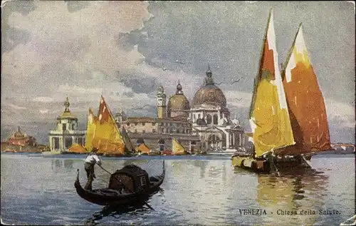 Ak Venezia Venedig Veneto, Chiesa della Salute, Gondel, Segelboote