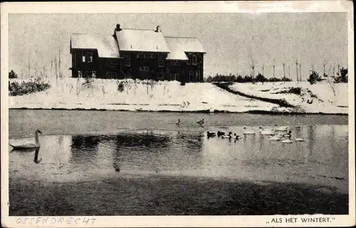 Ak Ossendrecht Nordbrabant Niederlande, Bouwen O. L. VR. ter Duinen, Volks Abdij, Als het wintert