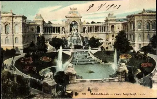 Ak Marseille Bouches du Rhône, Le Palais Longchamp