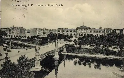 Ak Strasbourg Straßburg Elsass Bas Rhin, Unversität mit Brücke