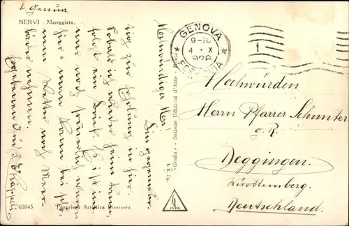 Ak Nervi Genova Genua Liguria, Mareggiata, Brandung, Küstenpartie, Teilansicht