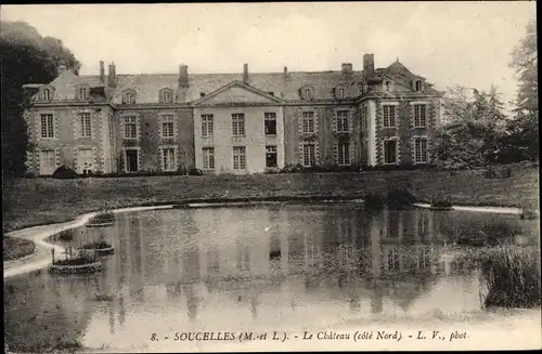 Ak Soucelles Maine et Loire, le Château, côté Nord, Teich