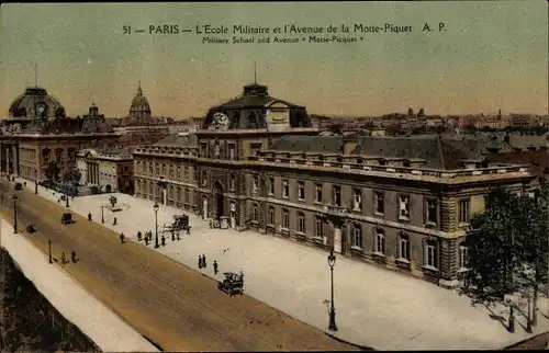 Ak Paris VII, L'École Militaire et l'avenue de la Motte Piquet