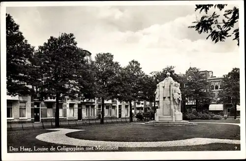 Ak Den Haag Südholland, Louise de Colignyplein met Monument