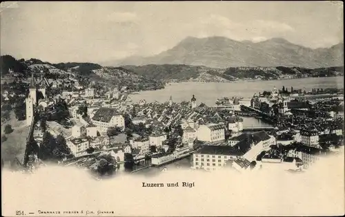 Ak Luzern Stadt Schweiz, Panorama mit Rigi