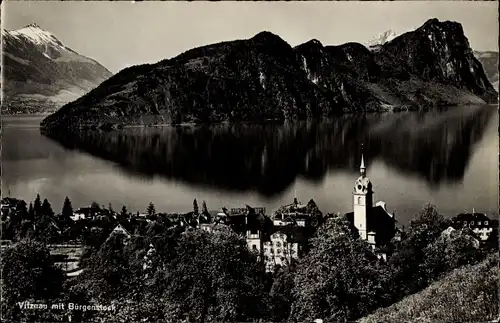 Ak Vitznau Kanton Luzern, Panorama mit Bürgenstock
